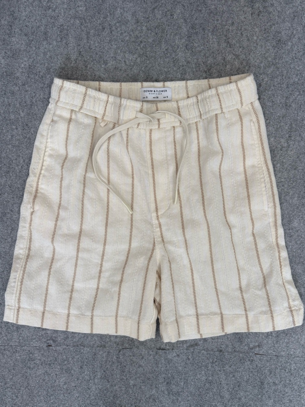 Denim & Flower Ricky Singh Striped Drawstring Shorts Men's Small